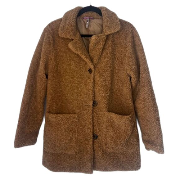 Pink Platinum Brown Fleece Teddy Jacket Lined Boho Casual Neutral Size Medium - Picture 1 of 11